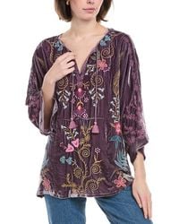 Johnny Was - Velvet Kaftan Silk-Blend Blouse - Lyst