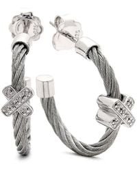 Diamond Select Cuts - X & Stainless Steel 0.03 Ct. Tw. Diamond Earrings - Lyst
