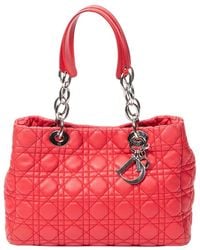 Dior - Red Cannage Lambskin Leather Small Soft Shopping Tote (authentic Pre- Loved) - Lyst