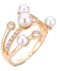 Pearls - 14k 0.35 Ct. Tw. Diamond 3.5-5.5mm Pearl Ring - Lyst