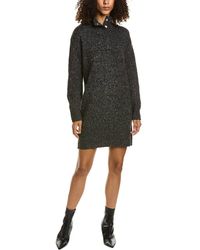 525 America - Mock Neck Henley Wool-blend Sweaterdress - Lyst