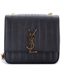 Saint Laurent - Quilted Grainy Leather Vicky Crossbody Vertical Medium (Authentic Pre-Loved) - Lyst