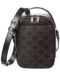 Celine - Triomphe Canvas & Leather Vertical Messenger Box Bag - Lyst