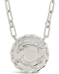 Sterling Forever - Rhodium Plated Cz Bold Link Pisces Zodiac Necklace - Lyst