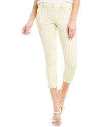 Hue Zippered Frayed Hem Ultra Soft Denim Capri - Yellow