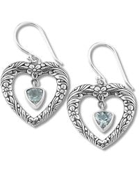 Samuel B. - Silver 2.00 Ct. Tw. Blue Topaz Heart Earrings - Lyst