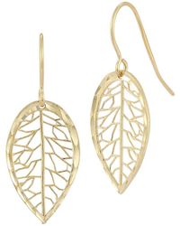 Ember Fine Jewelry - 14k Leaf Drop Earrings - Lyst