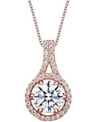 Genevive Jewelry - 18k Rose Gold Plated Cz Pendant - Lyst
