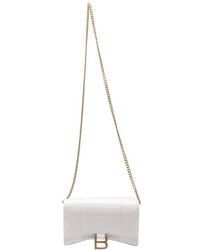 Balenciaga - Ecru Croc-Embossed Leather Hourglass Wallet On Chain (Authentic Pre-Loved) - Lyst