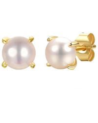 Genevive Jewelry - 14k Over Silver 8mm Pearl Studs - Lyst