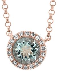 Effy Fine Jewellery 14k Rose Gold 0.90 Ct. Tw. Diamond & Aquamarine Necklace - Metallic