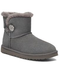 UGG - Mini Bailey Button Crystals Suede Boot - Lyst