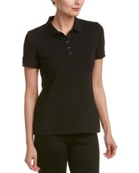 Burberry Check Trim Stretch Cotton Pique Polo Shirt - Black