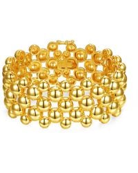 Rachel Glauber - 14K Plated Wide Medallion Mesh Link Bracelet - Lyst