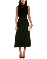 Saloni - Fleur Liquid Velvet Silk-Blend Midi Dress - Lyst