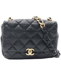 CHANEL - Black Lambskin Matelasse Shoulder Bag (authentic Pre-loved) - Lyst
