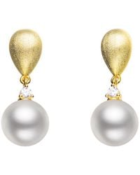 Rachel Glauber - 14k Over Silver 10.5mm Freshwater Pearl Cz Earrings - Lyst