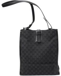 Gucci - Black Monogrammed Canvas Vertical Tote (authentic Pre-loved) - Lyst