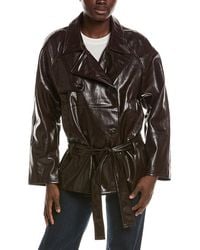 Noize - Bridget Tie Vegan Leather Coat - Lyst