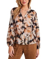 Bella Dahl - Long Sleeve Shirred Raglan Button-Up Shirt - Lyst