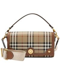 Burberry - Beige Leather Vintage Check Note Shoulder Bag (authentic Pre-loved) - Lyst