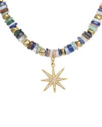 Rachel Reinhardt Jewelry - Mixed Medley 14K Over Gemstone Cz Heishi Beaded Star Necklace - Lyst