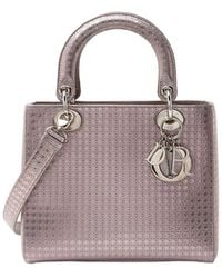 Dior - Pink Micro Cannage Metallic Calfskin Lady Medium Tote (authentic Pre-loved) - Lyst