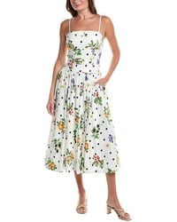 Avec Les Filles - Drop Waist Belted Midi Dress - Lyst
