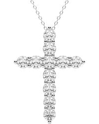 Lab Grown Diamonds - 14k 3.00 Ct. Tw. Lab-grown Diamond Cross Pendant Necklace - Lyst