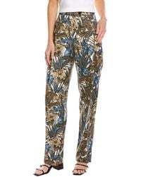 Ferragamo - Printed Foliage Silk & Linen-blend Pant - Lyst