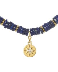 Rachel Reinhardt Jewelry - Coastal Blues 14K Over Lapis Cz Hammered Disc Necklace - Lyst