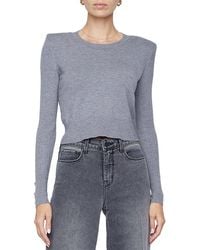 L'Agence - Sky Button Detail Crop Crew Top - Lyst