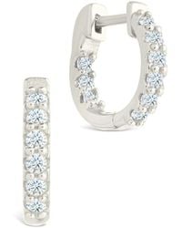 Sterling Forever - Silver Cz Constance Studded Statement Hoop Earrings - Lyst