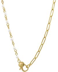 Adornia - 14k Plated Pearl Chain Necklace - Lyst