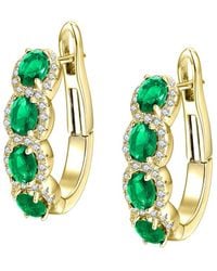 Genevive Jewelry - 14k Over Silver Cz Oblong Hoops - Lyst