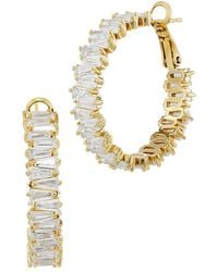 Savvy Cie - 14K Plated Cz Hoop Earrings - Lyst
