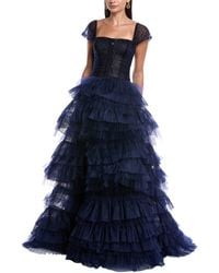 Carolina Herrera - Off-Shoulder Pleated Tulle Ruffle Gown - Lyst