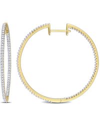 Diamond Select Cuts - 14k 0.96 Ct. Tw. Diamond Inside Out Hoops - Lyst