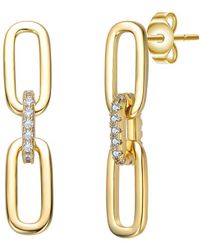 Rachel Glauber - 14k Plated Cz Triple Chain Drop Earrings - Lyst