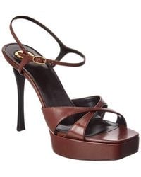 Saint Laurent - Debbie Leather Platform Sandal - Lyst