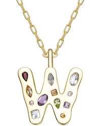 Genevive Jewelry - 14K Plated Cz Alphabetical Necklace - Lyst