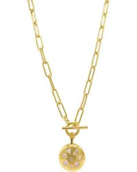 Adornia - 14k Plated Cz Paper Clip Mixed Shapes Toggle Chain Necklace - Lyst