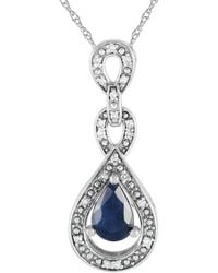 Gemstones - 14k 0.08 Ct. Tw. Diamond & Sapphire Pendant Necklace - Lyst