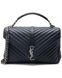 Saint Laurent - Matelasse Calfskin Monogram College Large Shoulder Bag (Authentic Pre-Loved) - Lyst