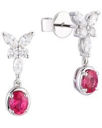 Gregg Ruth - 14K 1.26 Ct. Tw. Diamond & Ruby Butterfly Earring - Lyst