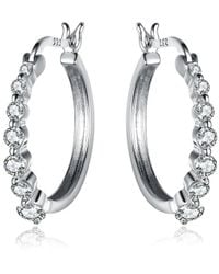Genevive Jewelry - Silver Cz Hoop Earrings - Lyst