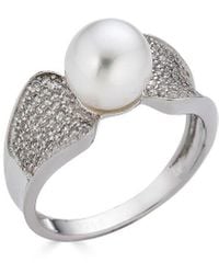 Belpearl - Silver 8mm Pearl Cz Ring - Lyst