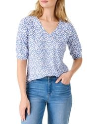 NIC+ZOE - Dotty Ikat Elbow-Sleeve V-Neck T-Shirt - Lyst
