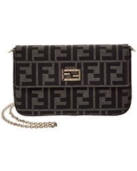 Fendi - Tube Ff Jacquard & Leather Compact Wallet On Chain - Lyst