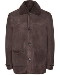 Reiss - Treem Mid Length Shearling Leather Jacket - Lyst